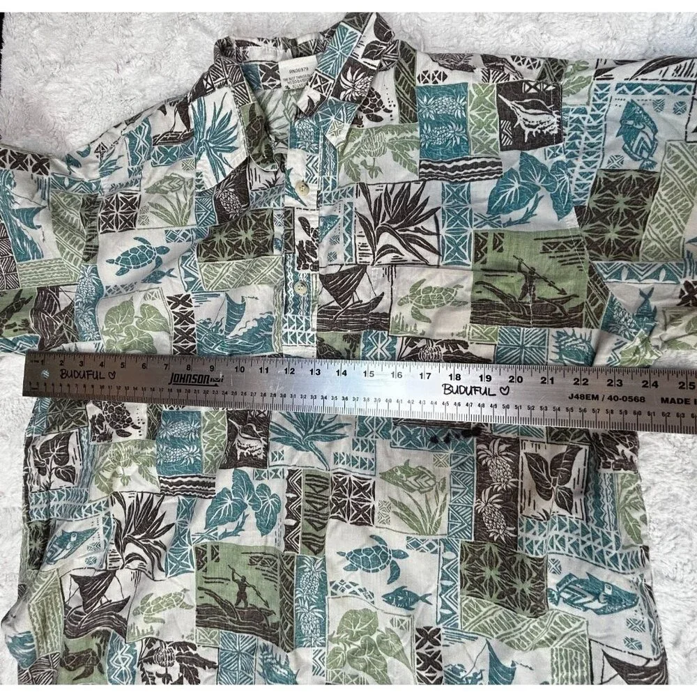 Go Barefoot Men's Multicolor Floral Short Sleeve Pullover Hawaiian Shirt Large